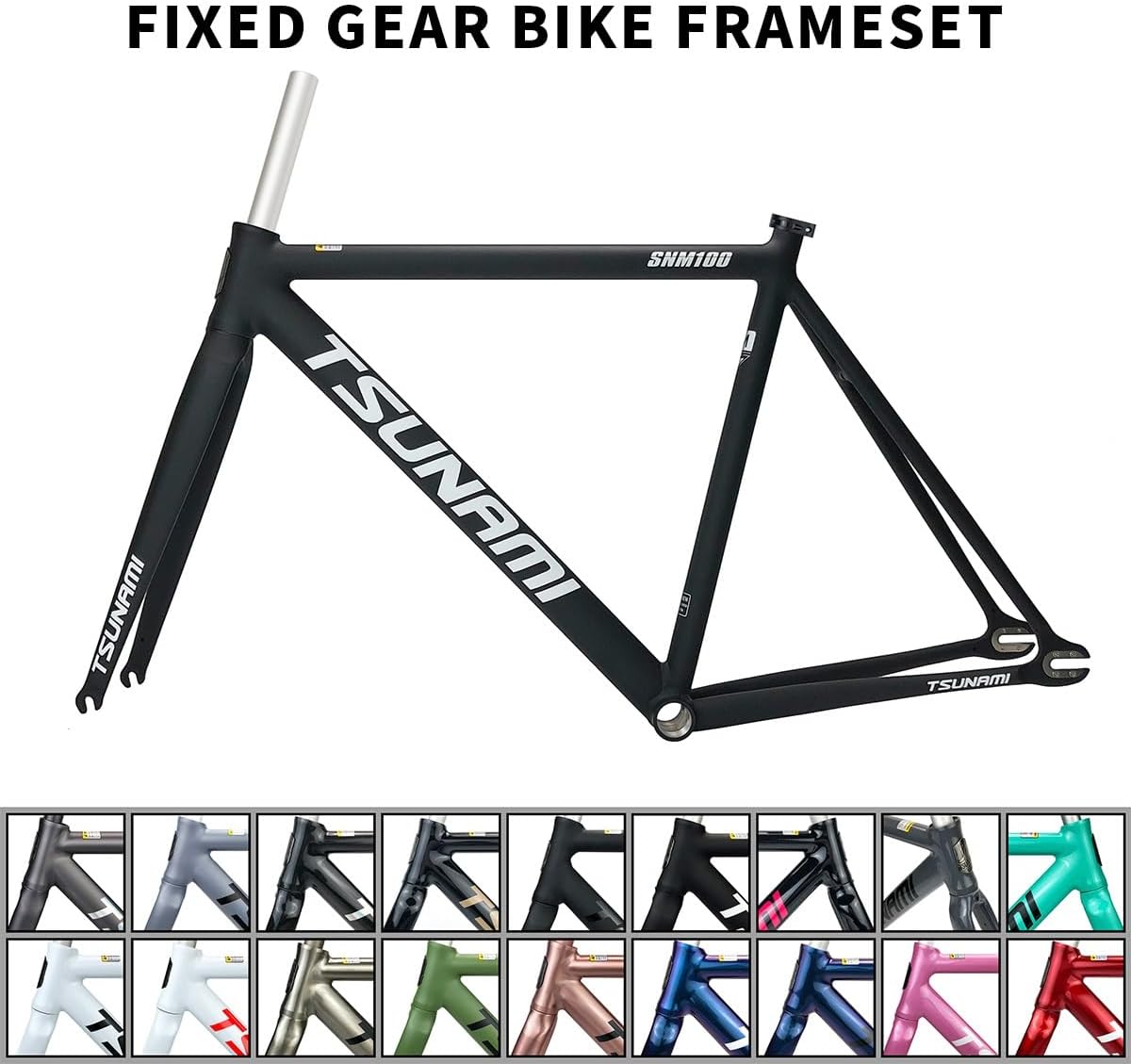 Fixed Gear Bike Frameset 700C Aluminum Alloy Racing Track Bike Frames 49/52/55/58cm C Brake Bike Frame QR 100/120mm with Fork