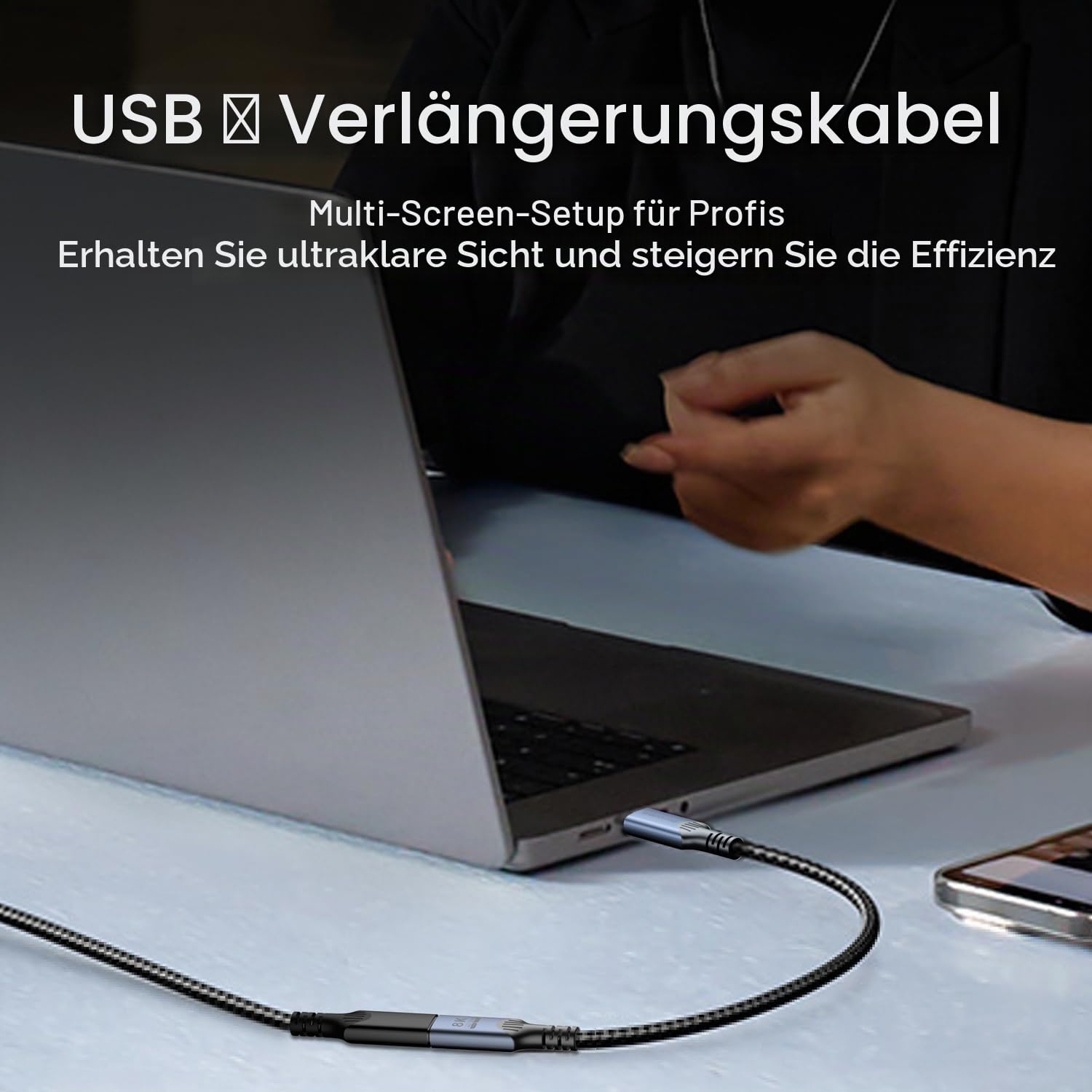 usb verlängerung Langes 3 M Kompatibel für thunderbolt 4 verlängerung,USB C anf USB C Lade Kabel 40Gbps,USB4 Verlängerung8k/4k@60hz video, usb c verlängerungskabel 240w