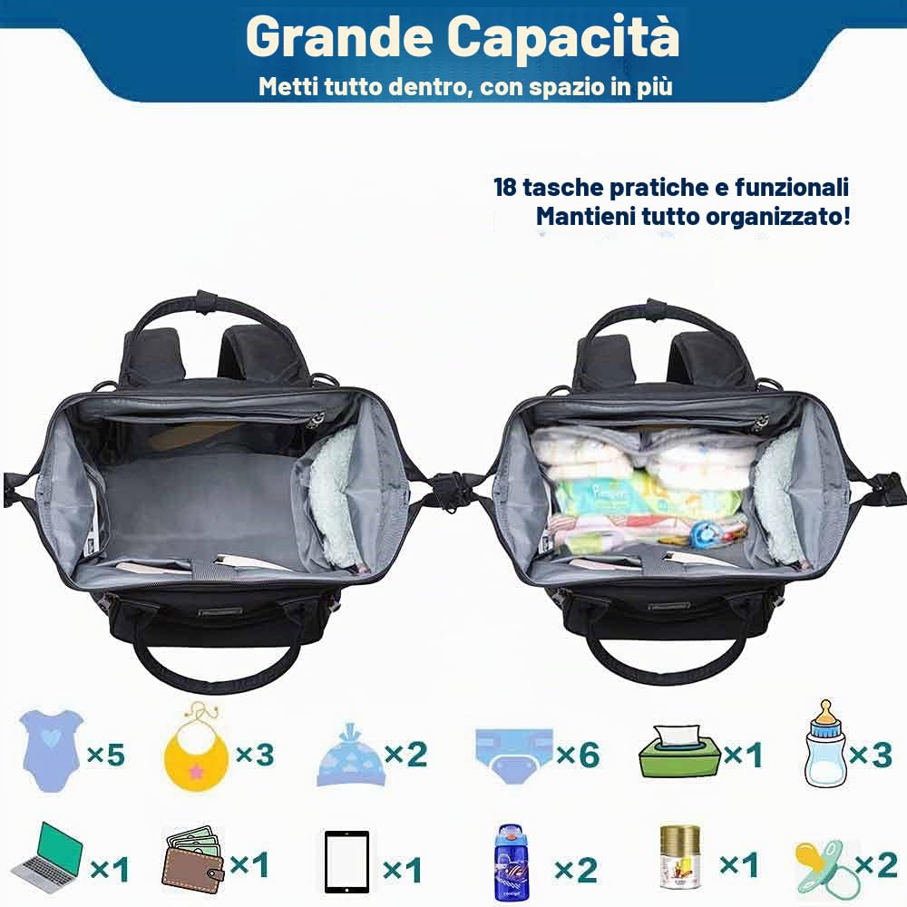 Borsa fasciatoio per pannolini,KAUKKO Zaino per mamme,Grande Tote bag Organizzatore Passeggino Adatte per la Cura della Madre e del Bambino (KT06 Nero)