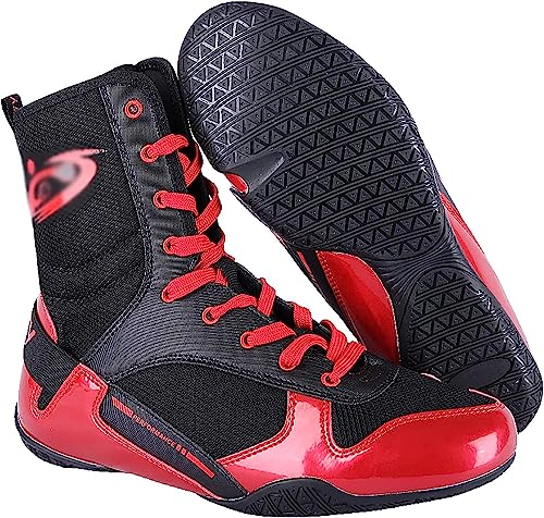 Scarpe da Boxe Scarpe da boxe,Stivali da boxe unisex per adulti,Scarpe da wrestling,Muay Thai Kickboxing Scarpe da sparring per arti marziali,Scarpe da squat in mesh traspirante Scarpe-Red||42EU