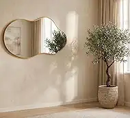Irregular Wall Mirror 24×40 Inch Wall Mirrors Decorative Gold Modern Asymmetrical Abstract Mirror for Bathroom Bedroom Living Room Entryway Hallway
