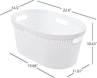 Vista 3 de Teyyvn Paquete de 4 cestas grandes de plástico para la ropa sucia de 40 L, cesta para la ropa sucia con asas recortadas, color blanco