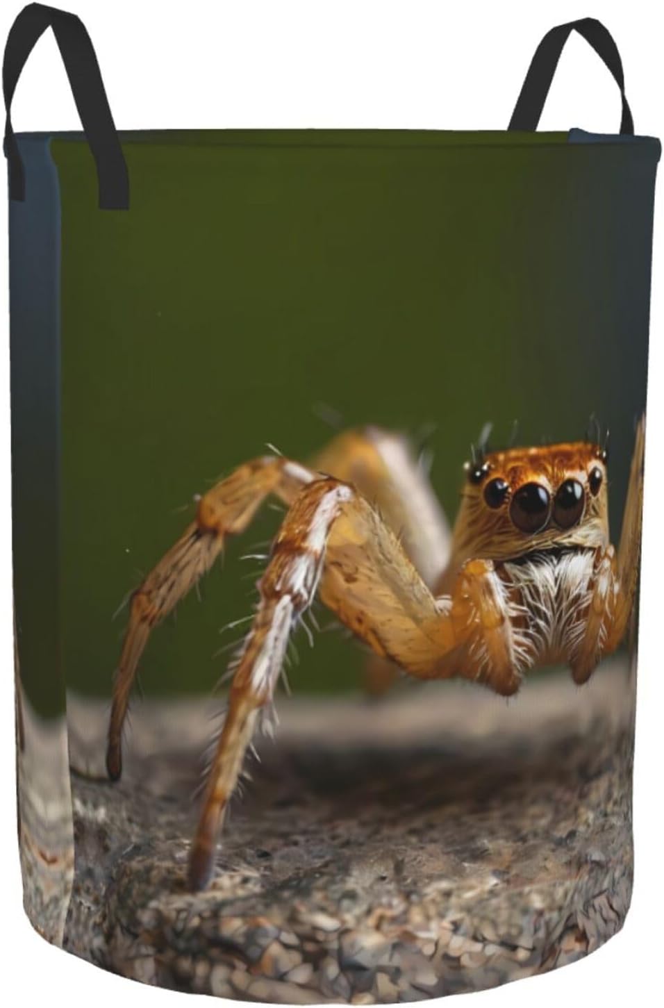 Black Spider Round Single-layer Laundry Basket, Portable Storage Laundry Basket, Bedroom Clothes Storage Basket with Handle