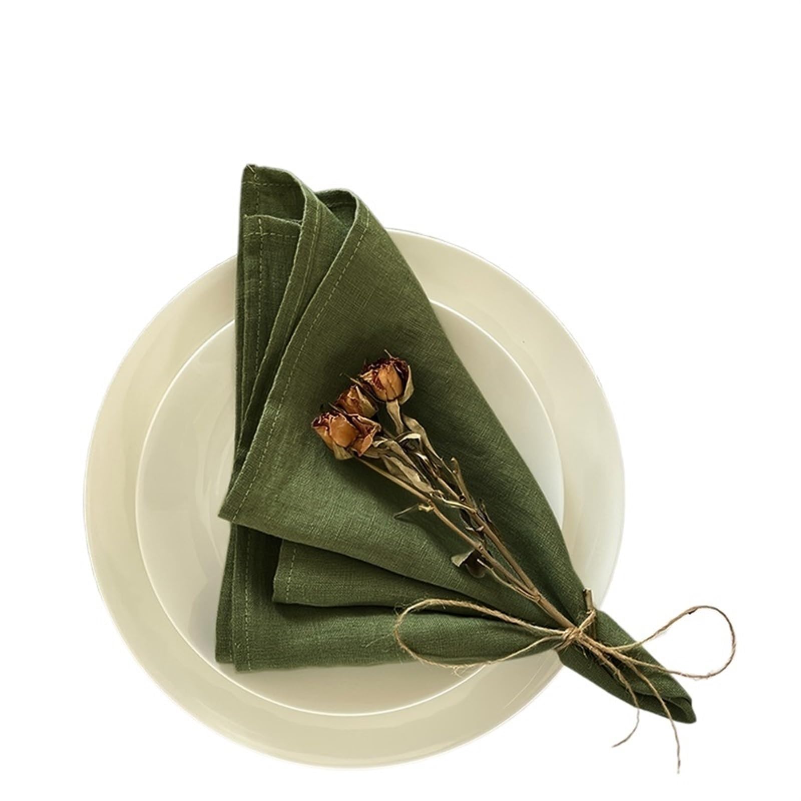 serviettes napkins Set of 6 40x40cm Table Cloth Napkins Polyester Thicken Placemat Reusable for Kitchen Dining Wedding Decoration for dining wedding party everyday home(Green)