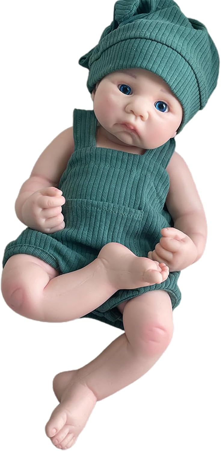 Lifelike 18 Inch Silicone Reborn Baby Dolls Blue Eyes Boy Soft Weighted Body 3D Painted Handmade Newborn Baby Doll Gift Caucasian