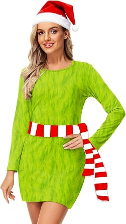Deerose Womens Halloween Costume Dress Christmas Slim-Fit Stretchy Bodycon Dresses