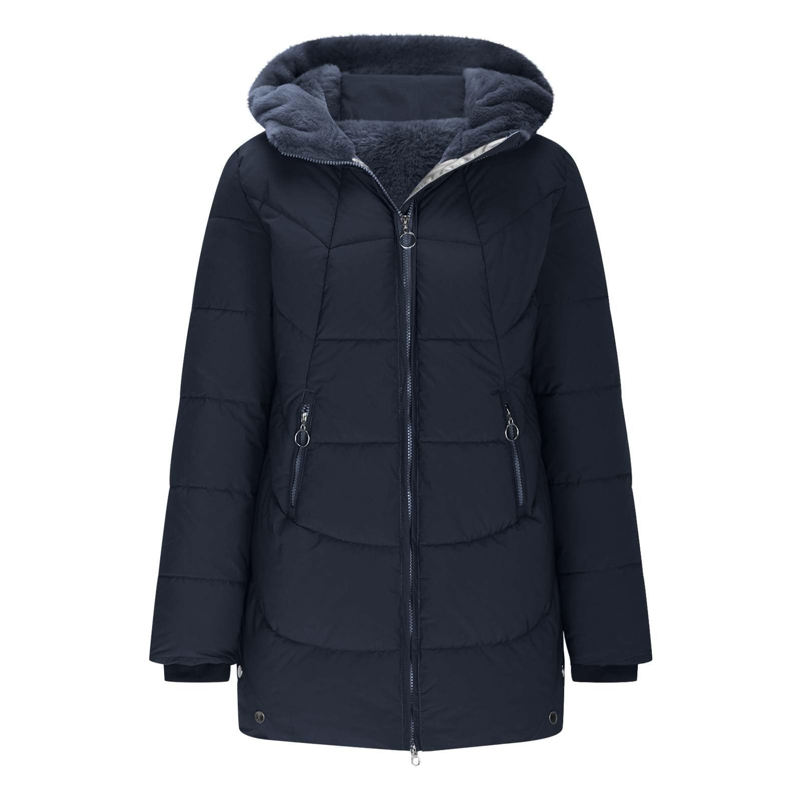 Cappotto lungo da donna UK invernale imbottito piumino idrorepellente foderato in pile parka giacche longline zip up soffice trench con cappuccio tasche con zip elegante piumino trapuntato Outwear