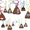 34Pcs Poop Hanging Swirl Decoration, Hard Card Poo Brown Hanging Decoration for Halloween, Birthday, Retirement Party, Funny Pranks Joke Decoration