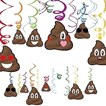 34Pcs Poop Hanging Swirl Decoration, Hard Card Poo Brown Hanging Decoration for Halloween, Birthday, Retirement Party, Funny Pranks Joke Decoration