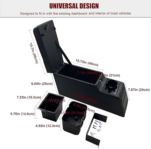 Miniatura 9 de 31515 Consola central de bloqueo de lujo compatible con Jeep CJ-5 1976-1983, CJ-7 1976-1986, Wrangler YJ 1987-1995 (gris)