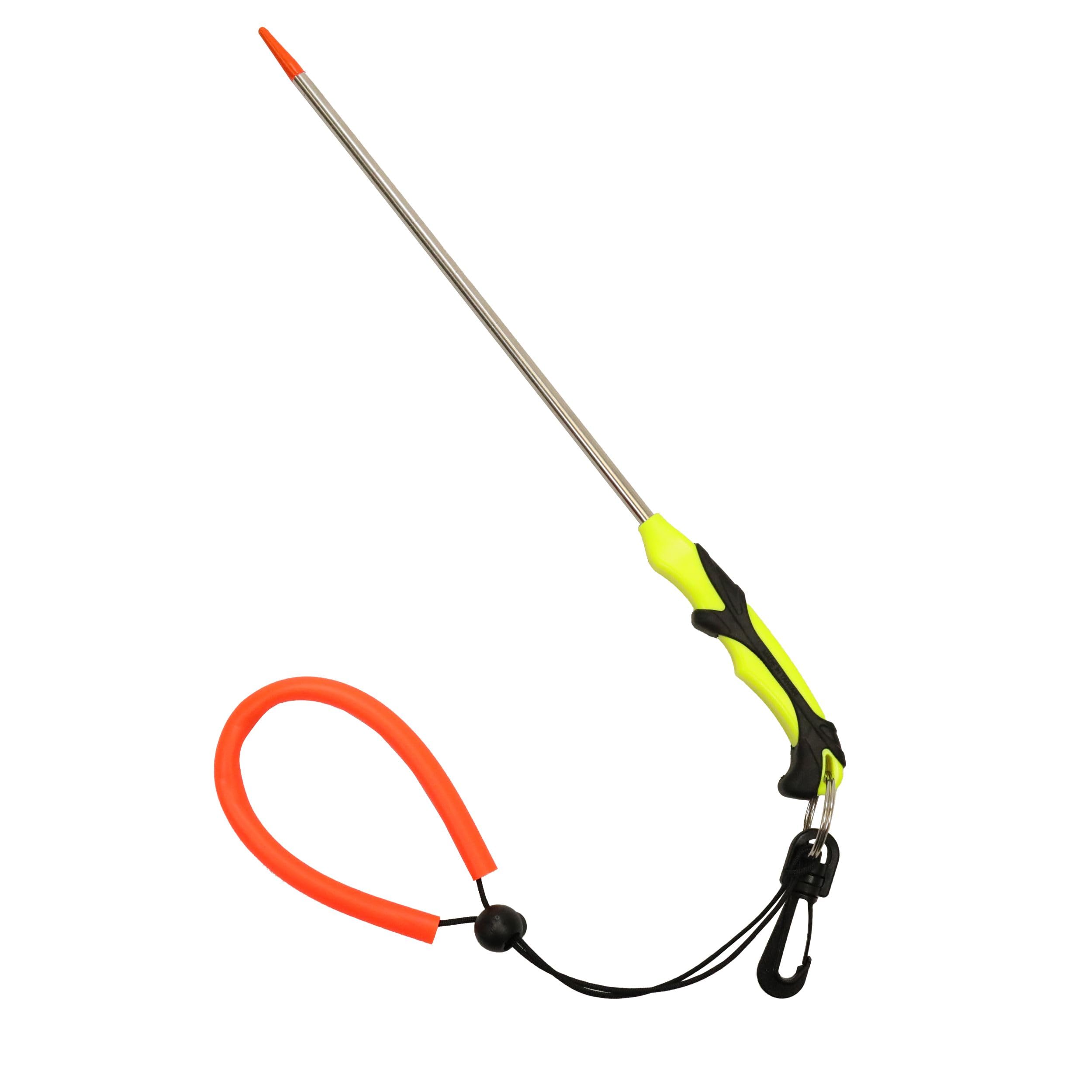 Scuba Choice Lobster Tickle Stick 13-3/4" Stainless Steel – Molded Grip, Swivel Hook & Lanyard for Easy Lobster Catching & Underwater Exploration –