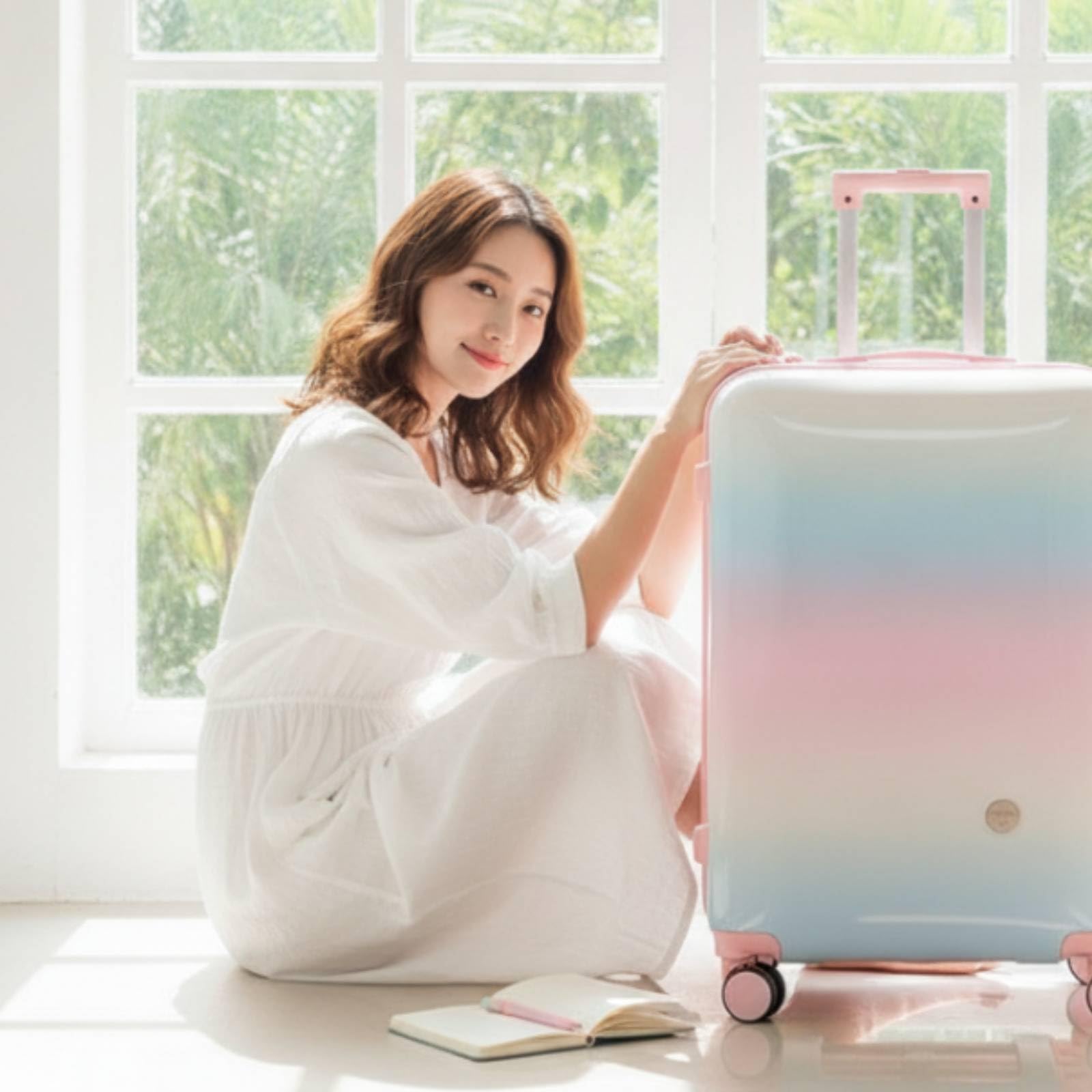 Valigia da Viaggio Donna Trolley Rigido Bagaglio con Ruote Multidirezionali Maniglia Superiore Comoda Serratura, Array, Gradiante Arcobaleno, 20 Pollici