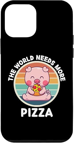 iPhone 12 mini Vintage Cute Pig The World Needs More Pizza Lover Case