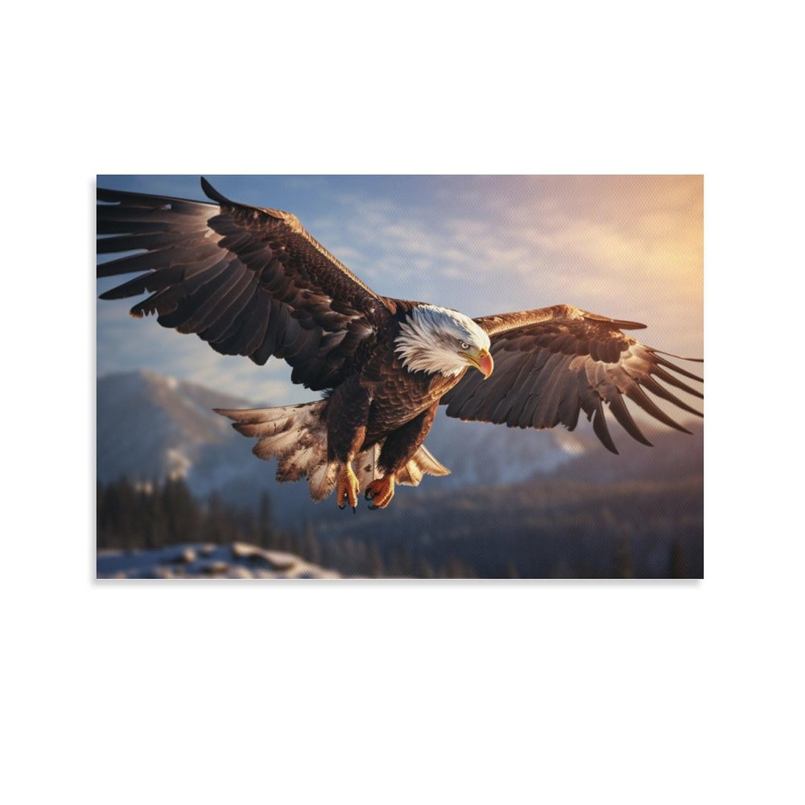 Foccar Unframe-Beautiful Eagle Canvas Wall Art Beautiful Eagle Wall Decorations For Living Room Morning Light Flying Natural Birds Hang Pictures Wall Artwork