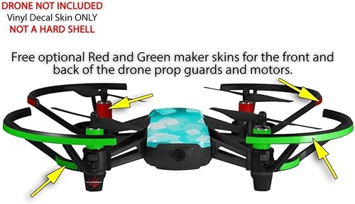 Miniatura 3 de Skin Decal Wrap 2 Pack for DJI Ryze Tello Drone Bokeh Squared Neon Teal Drone NOT Included