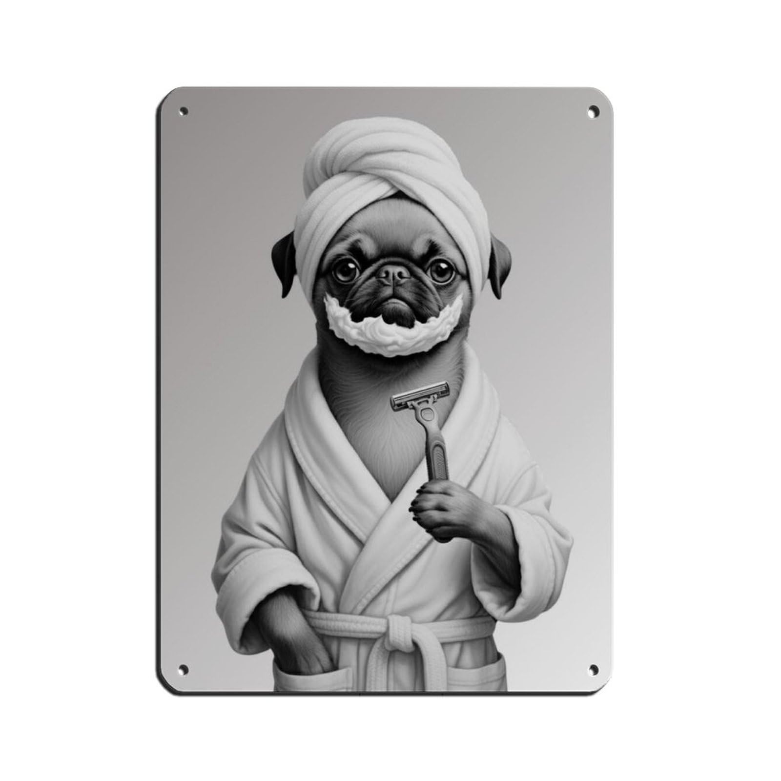 Brussels Griffon Dog Bathroom Art Tin Sign Vintage Metal Pub Club Cafe Bar Home Wall Art Decoration Poster Retro 12x16inch(30x40cm)