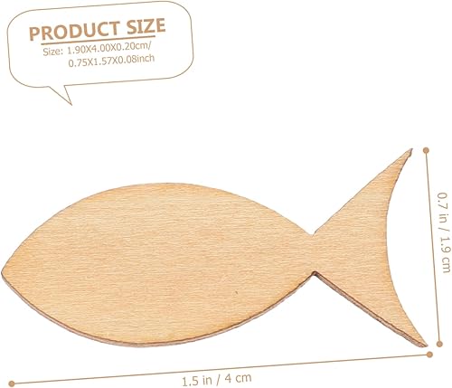 Miniatura 3 de EXCEART 100 piezas de peces sólidos de madera sin terminar, adornos de madera de mar, rebanadas de madera sin terminar, decoración para colgar en la