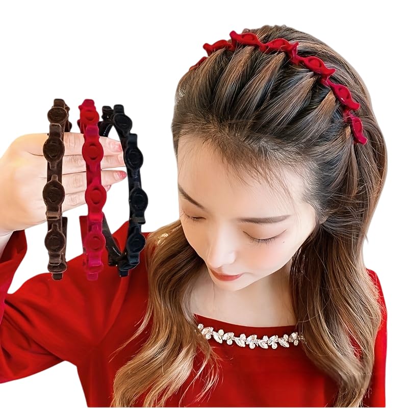 3pcs Bride Bangs Hairstyle Hairpin Headband with Clips for Women,Professional Weave Double Bangs Hairstyle Hairpin Headband