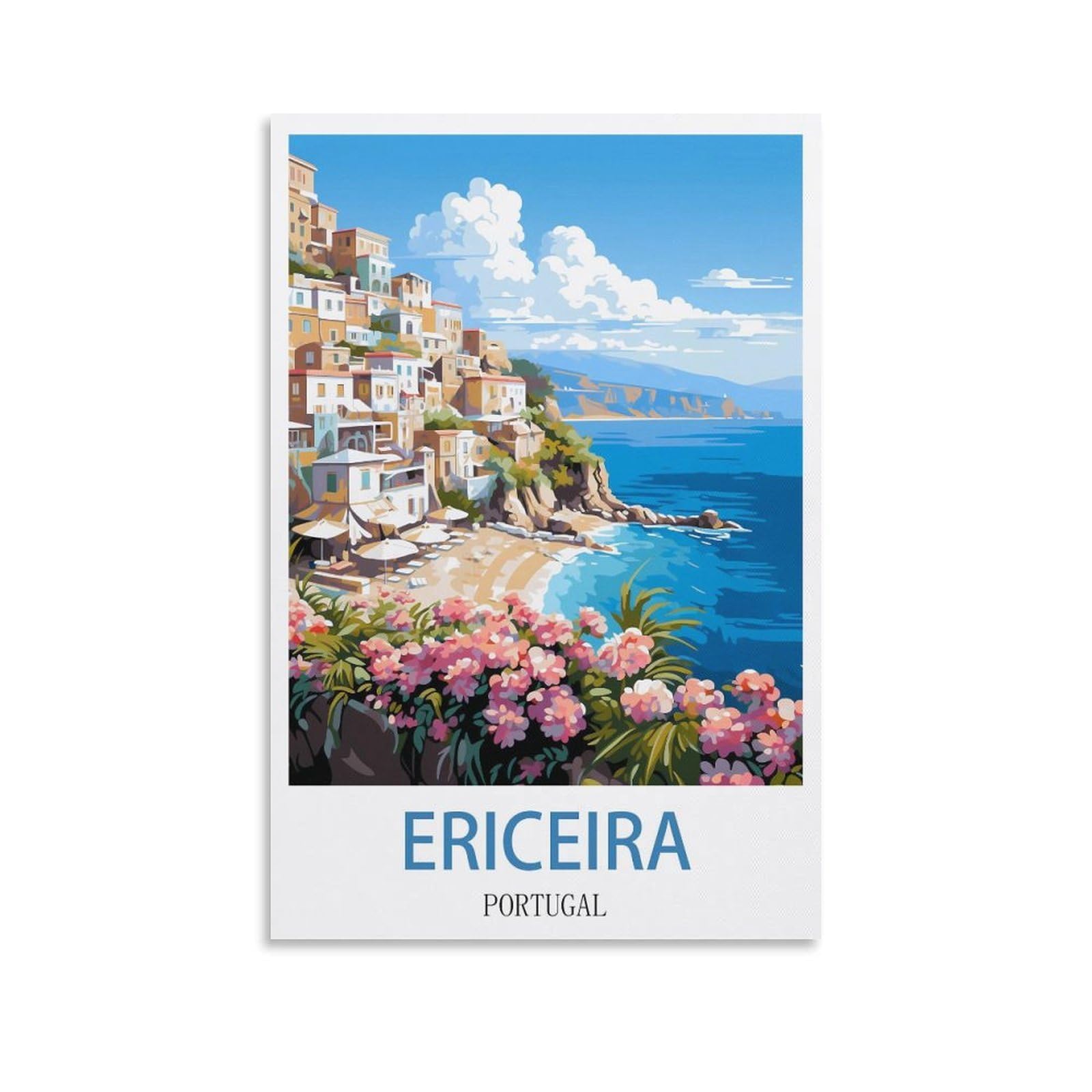 EZMLFA DIY Diamond Painting,Ericeira Portugal 5D Diamond Art DIY Cross Stitch Crystal Rhinestone Embroidery Pictures Craft for Home Wall 50x60cm