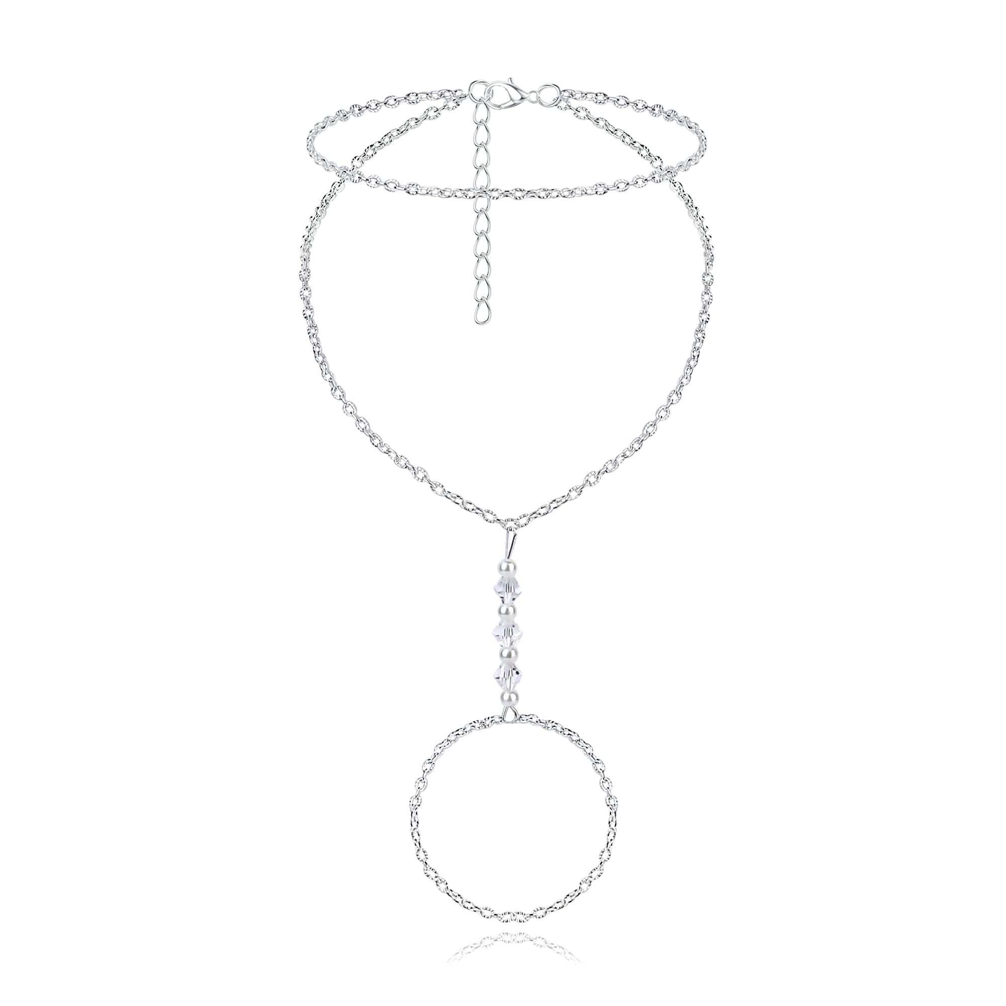 JeryWe Beaded Sandalias Descalzas para Las Mujeres de Diamantes de imitación de Perlas Tobillera Cadena de Playa de la Boda del pie de joyería Accesorios de Fiesta