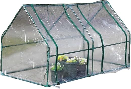 DULRLLY Outdoor Transparent PVC Hot House Cover, 71W X 36D X 36H Portable Tunnel Greenhouse, UV Protected Garden Green House for Herb Flower Vegetable Growing NO Iron Frame