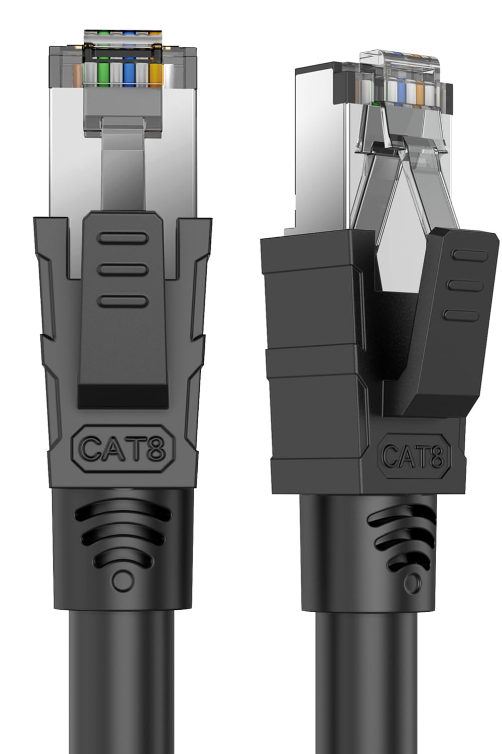 Qiuean Cat 8 Ethernet Cable 1.5ft, High Speed Internet Cable & LAN Cable, 40Gbps 2000Mhz RJ45 Shielded Patch Cord, Indoor&Outdoor Weatherproof S/FTP UV Resistant for PS5, PC, Router, Modem, Gaming