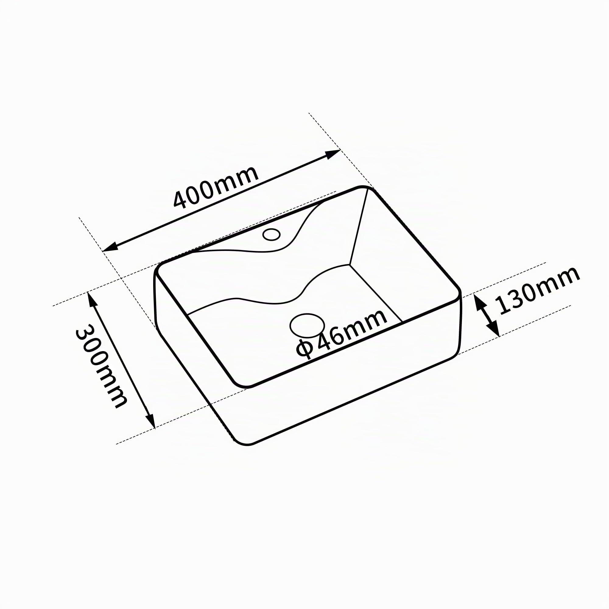 Vasque Rectangulaire en Céramique Blanche 40x30x13 cm – Lavabo à Poser avec Plage pour Mitigeur – Design Moderne aux Angles Arrondis – Idéal Salle de Bain Contemporaine – Entretien Facile