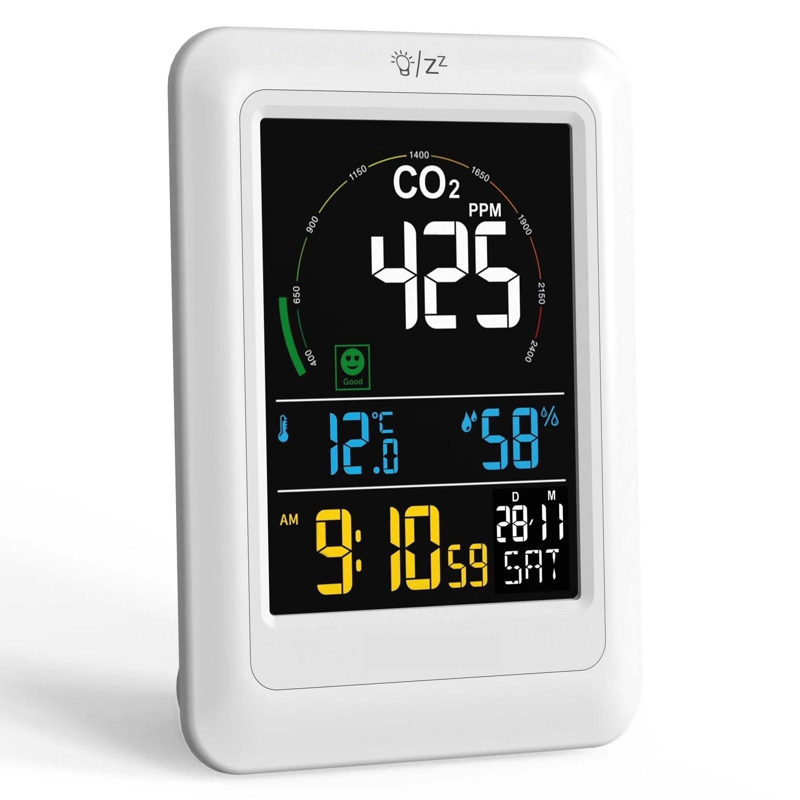 Detektor gazu, Nowy detektor jakości powietrza, dwutlenku węgla, produkcja rolna, monitor gazów cieplarnianych, tester, miernik CO2 do pracy i domu(WHITE)