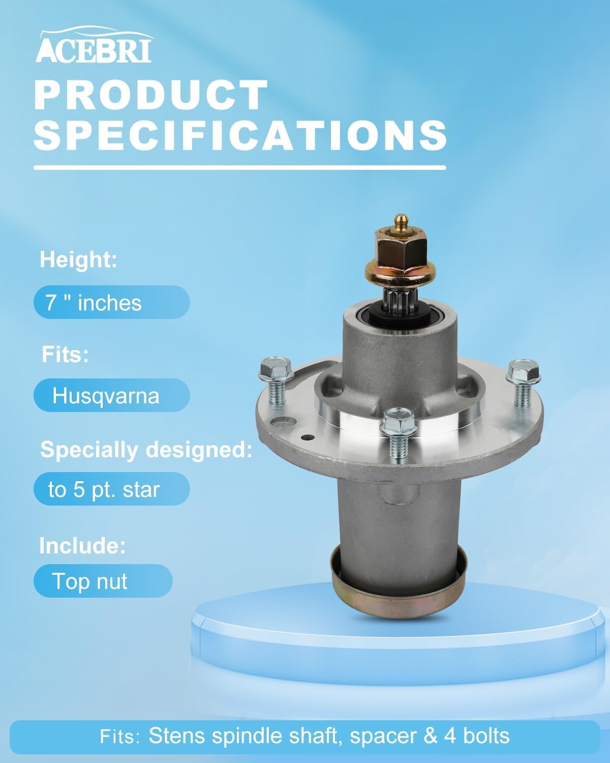 ACEBRI Spindle Assembly fit for Husqvarna 539112170 Mower Spindle for EZ 4216 4217 4220 4624 4819 4822 4824 5221 5224 5225 for Stens 285-927 3 Pack
