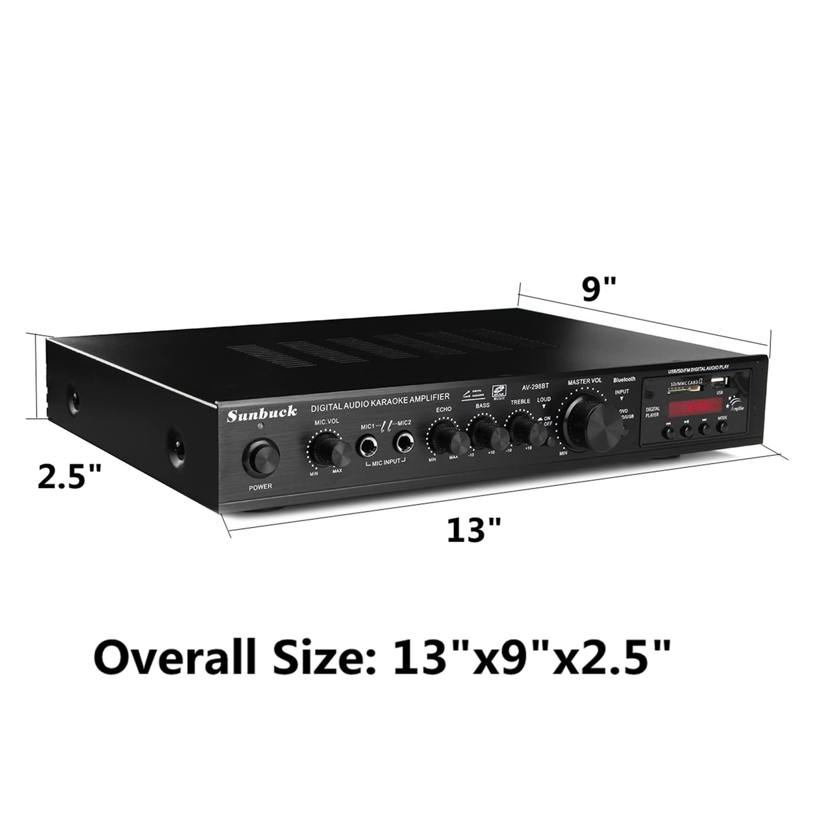 Wzmacniacz audio, 72. 0 W 5CH. Wzmacniacz Bluetooth Stereo. Av. Power Surround Bass Car Audio Subwoofer Głośniki PROWADZONY Digital for Karaoke Cinema(110-V)