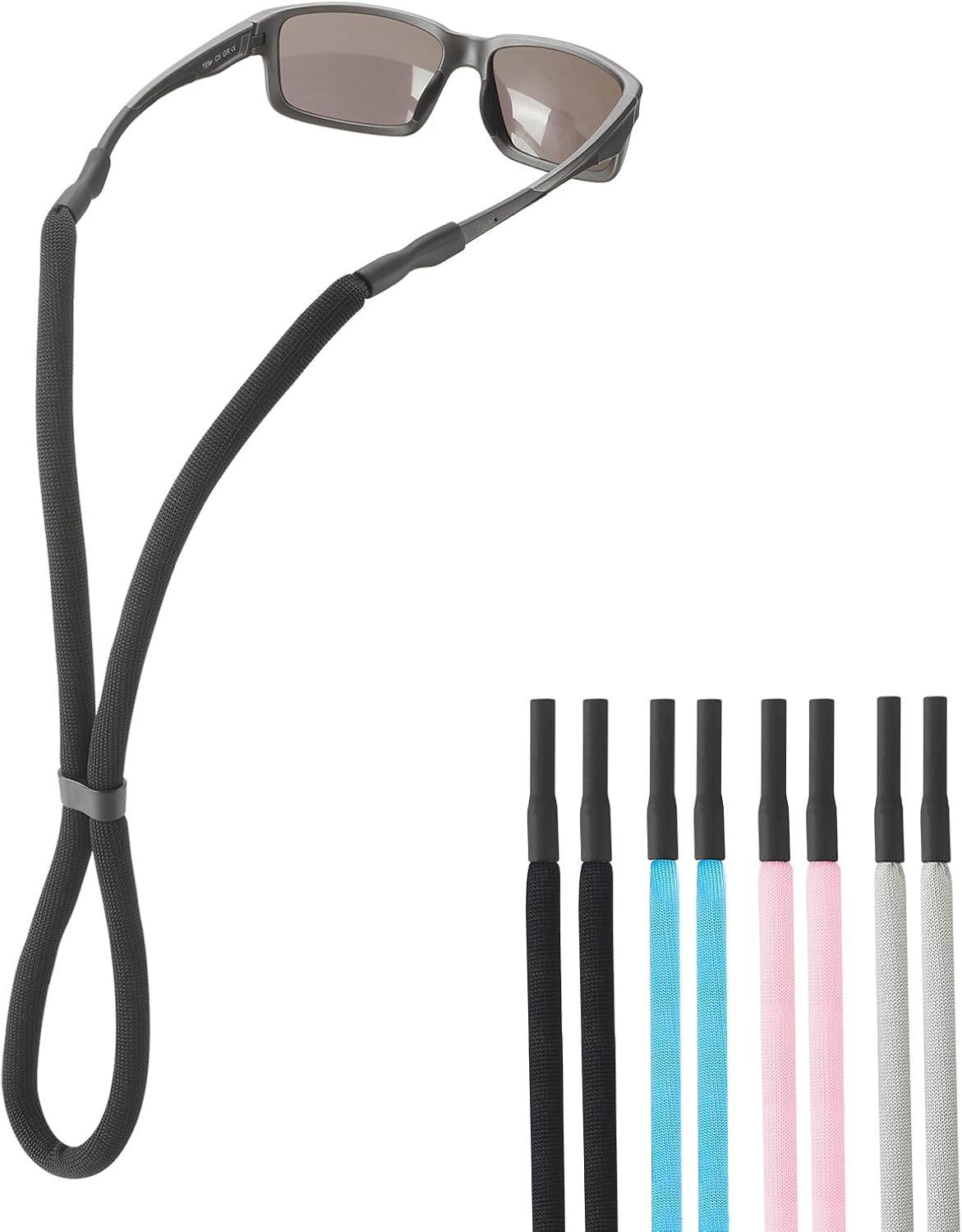 Sunglasses Strap Holder for Floating – Adjustable Glasses Strap lanyard for Men Women – Eyeglass Strap Holders Around Neck – Eyewear Retainer Cord String for Water Sports – 4 Colors B/B/P/G