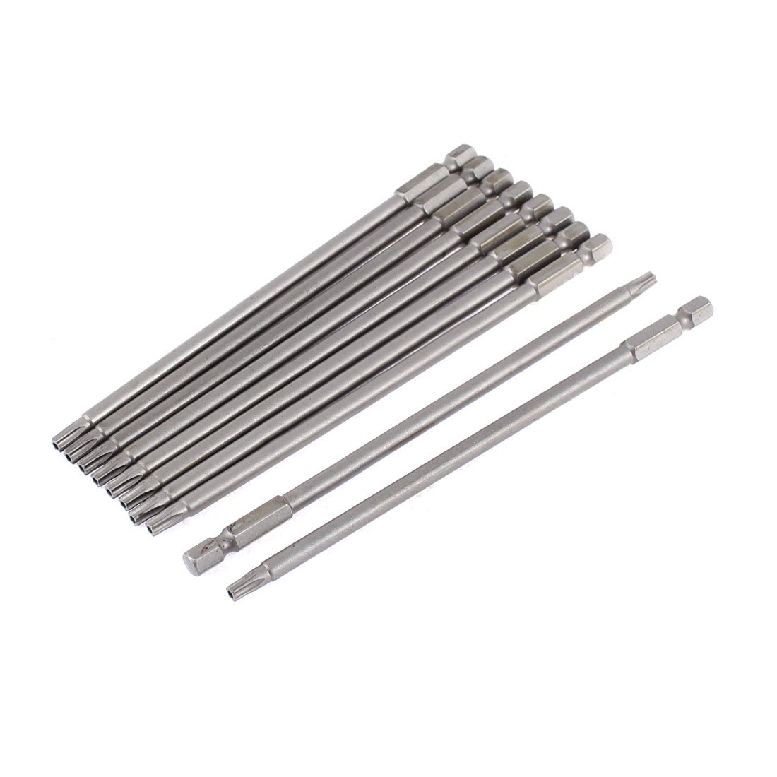 Uxcell Silver Sourcingmap 150Mm Hollow Magnetic T25 Security Torx Screwdriver Bits Tools 10Pcs