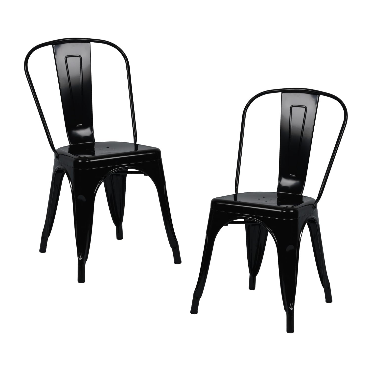 THINIA HOME Pack 2 Sillas Apilables Industriales de Acero 45x45x85cm