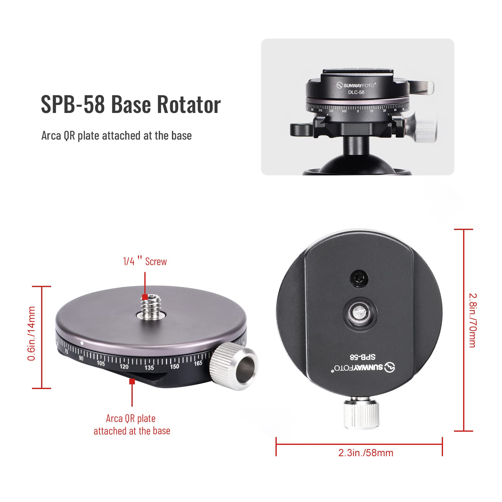 Sunwayfoto DT-02D50 Testa per monopiede con Clamp