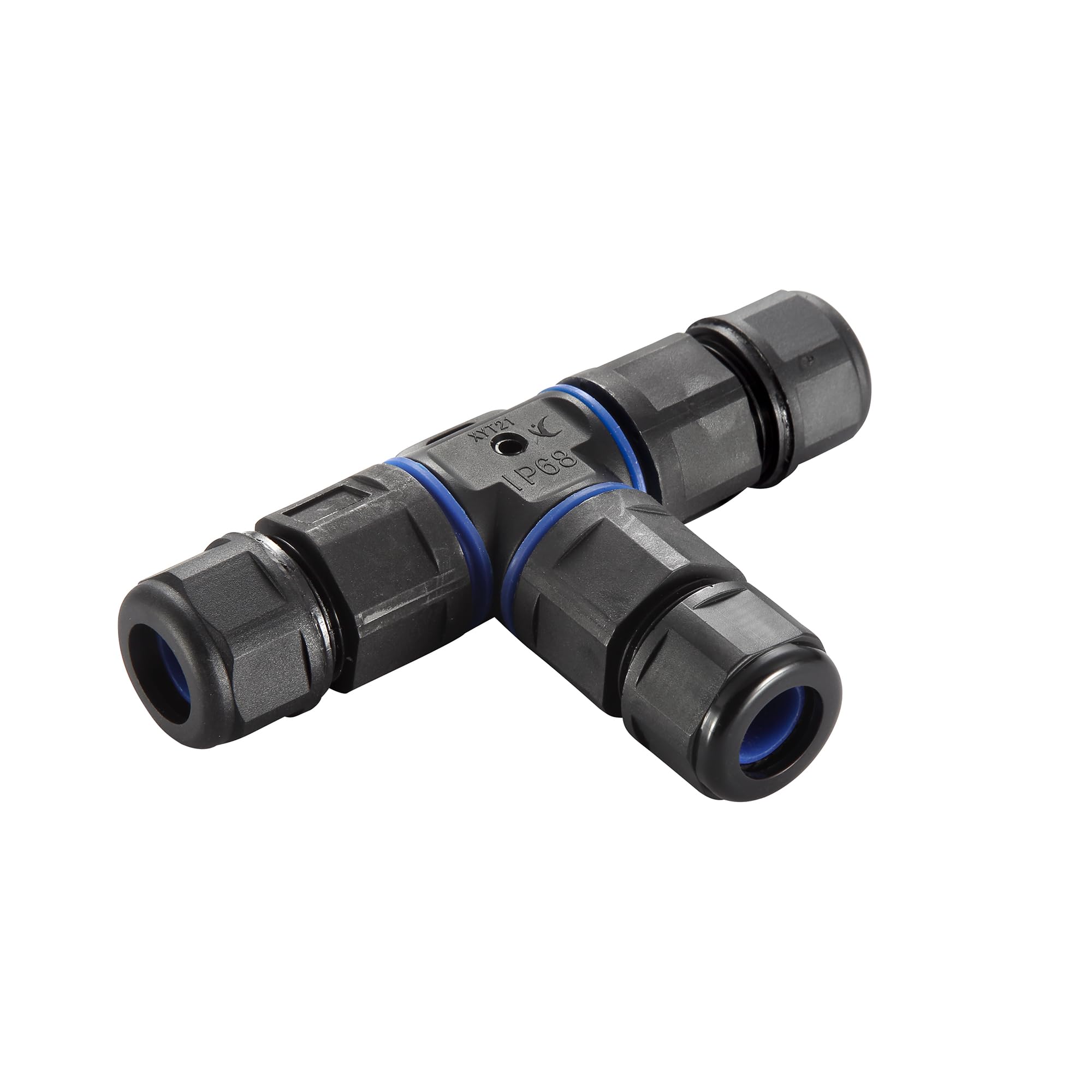 National Lighting IP68 Connector | Tee | Submersible for 1 hour | Black Nylon Waterproof Outdoor Cable Connector IP68 Junction Box External Inline