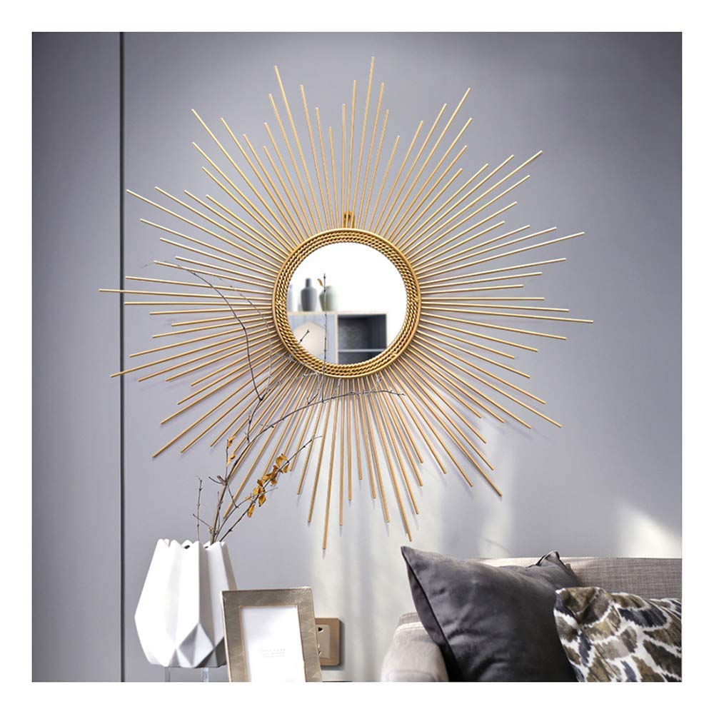 Grande specchio rotondo da parete Starburst Sunburst – Specchio decorativo in metallo da appendere per sala da pranzo, soggiorno, corridoio e veranda