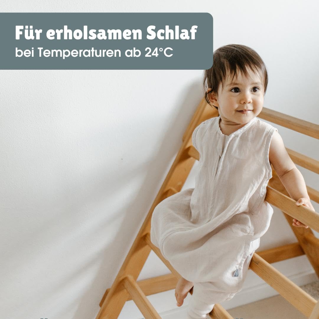 emma & noah Baby Schlafsack mit Füßen 0.5 TOG, Leinen Schlafsack mit Beinen für den Sommer, 100% Leinen, OEKO-TEX Zertifiziert, Stampelsack für Neugeborene