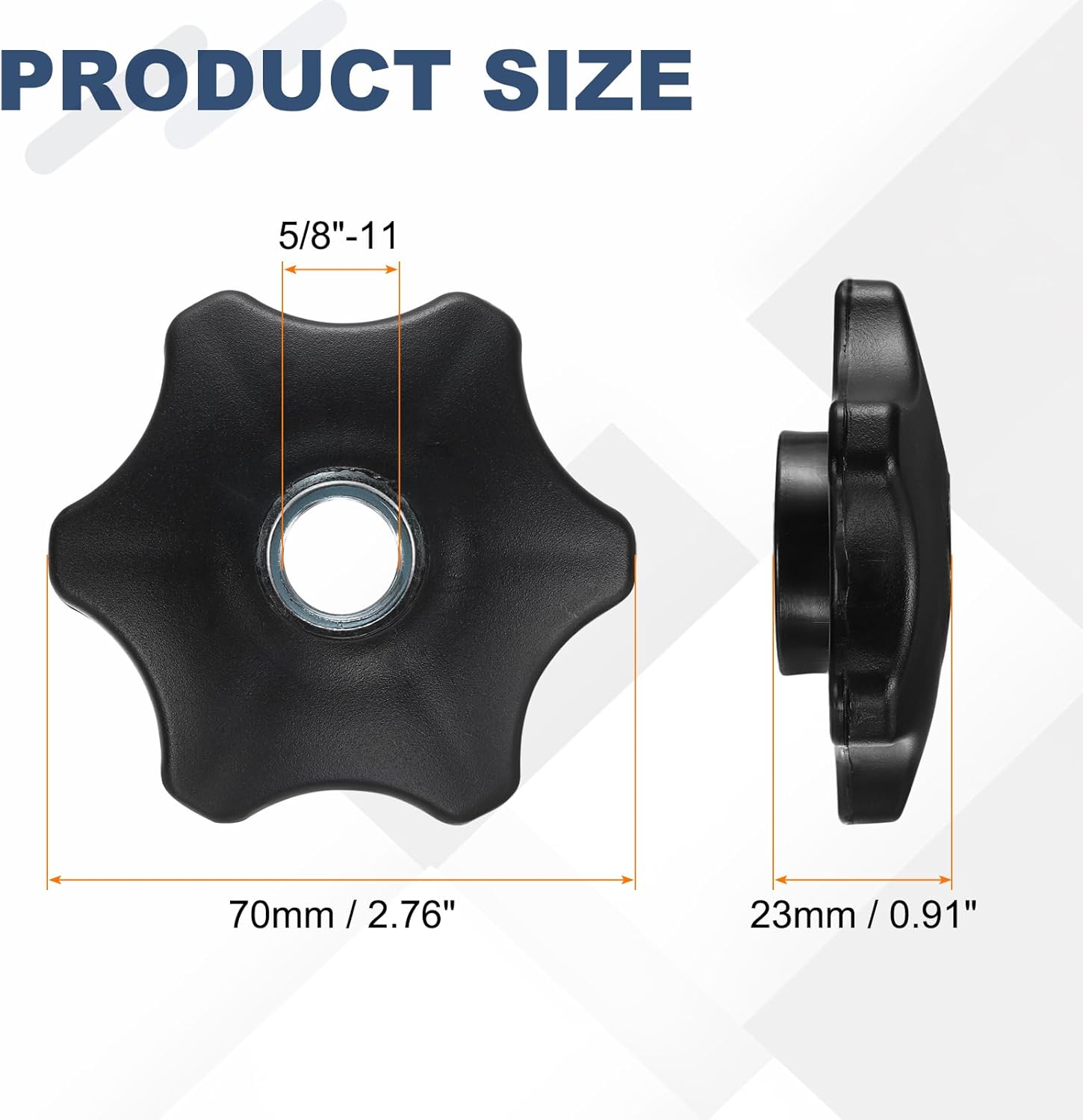 uxcell Star Knob, 5/8"-11 Star Shape Knurled Clamping Knobs Fluted Screw-On Through Hole Threaded Nuts for Industrial Furniture Tools Jigs Clamps, Black
