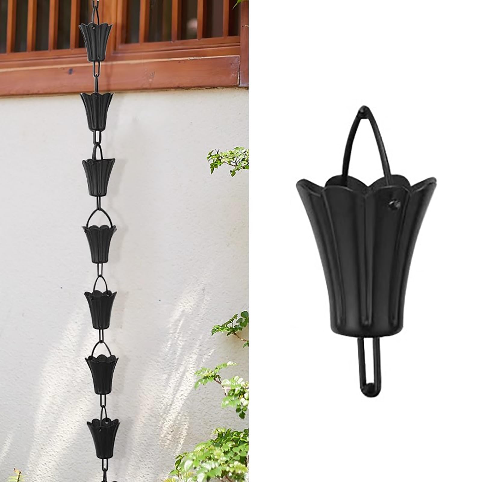 WOTZOV Decorative Rain Chain For Gutter Downspout Replacement, Aluminum Water Catcher For Garden Shed Outdoor Drainage，3.5M (11.5Ft)