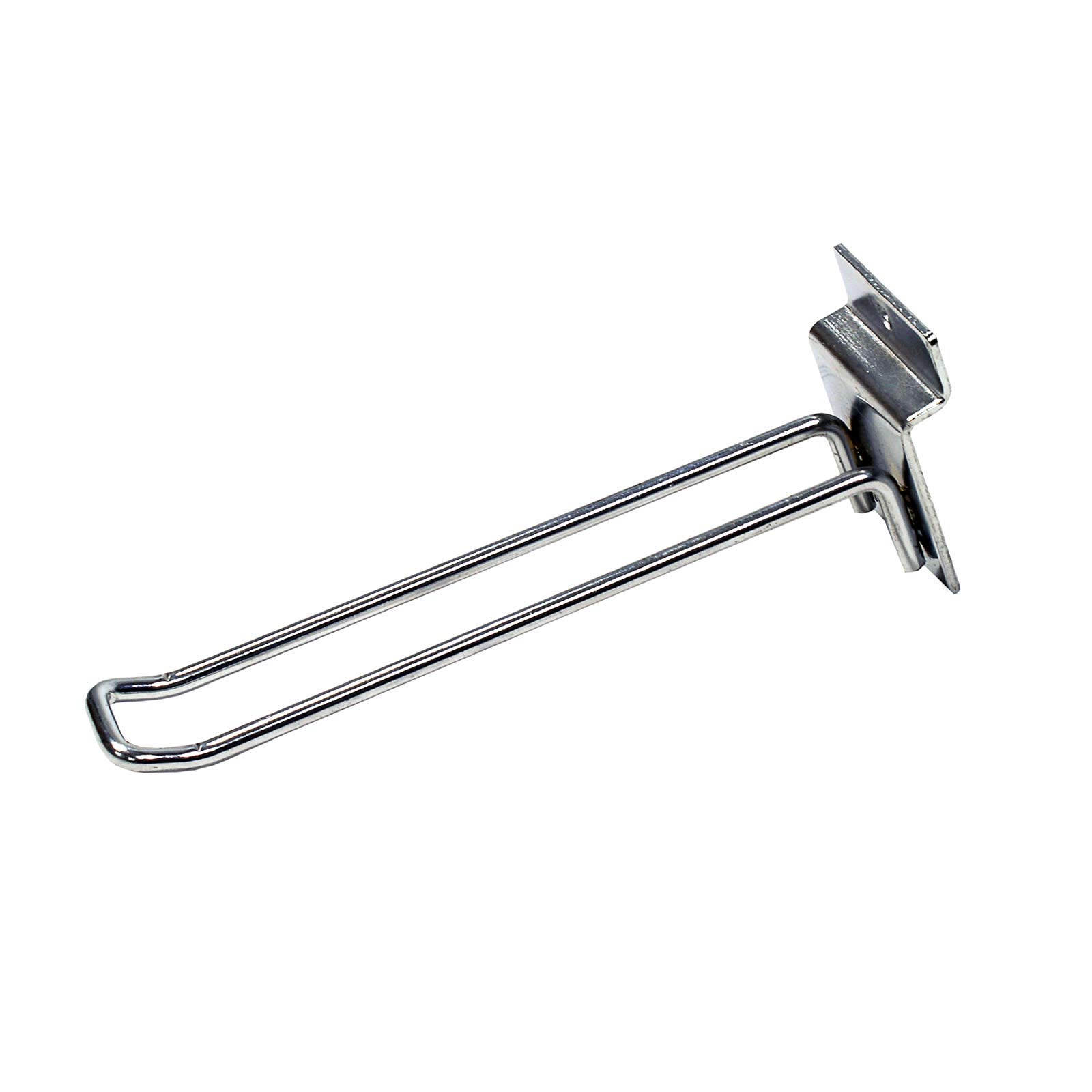 Slatwall Chrome Euro Hooks (Double Arm) Shop Fittings Hanger Display - Pack of 25 (6"/150mm)