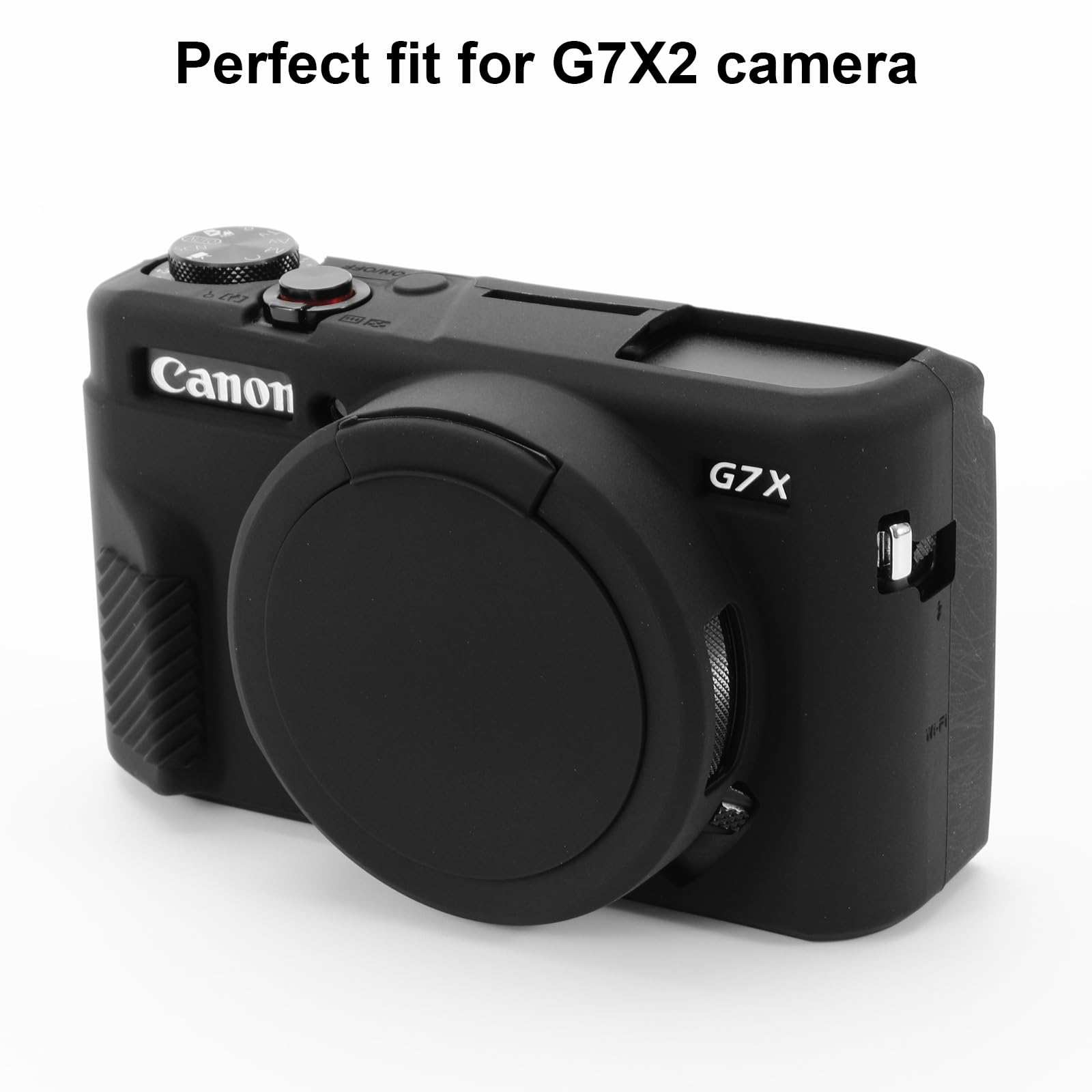 Silikonowe etui ochronne do Canon G7X Mark II/G7X2, akcesoria z 2 sztukami folii ochronnej na wyświetlacz, zdejmowana ochrona obiektywu do aparatu cyfrowego Canon G7X Mark II/G7X2