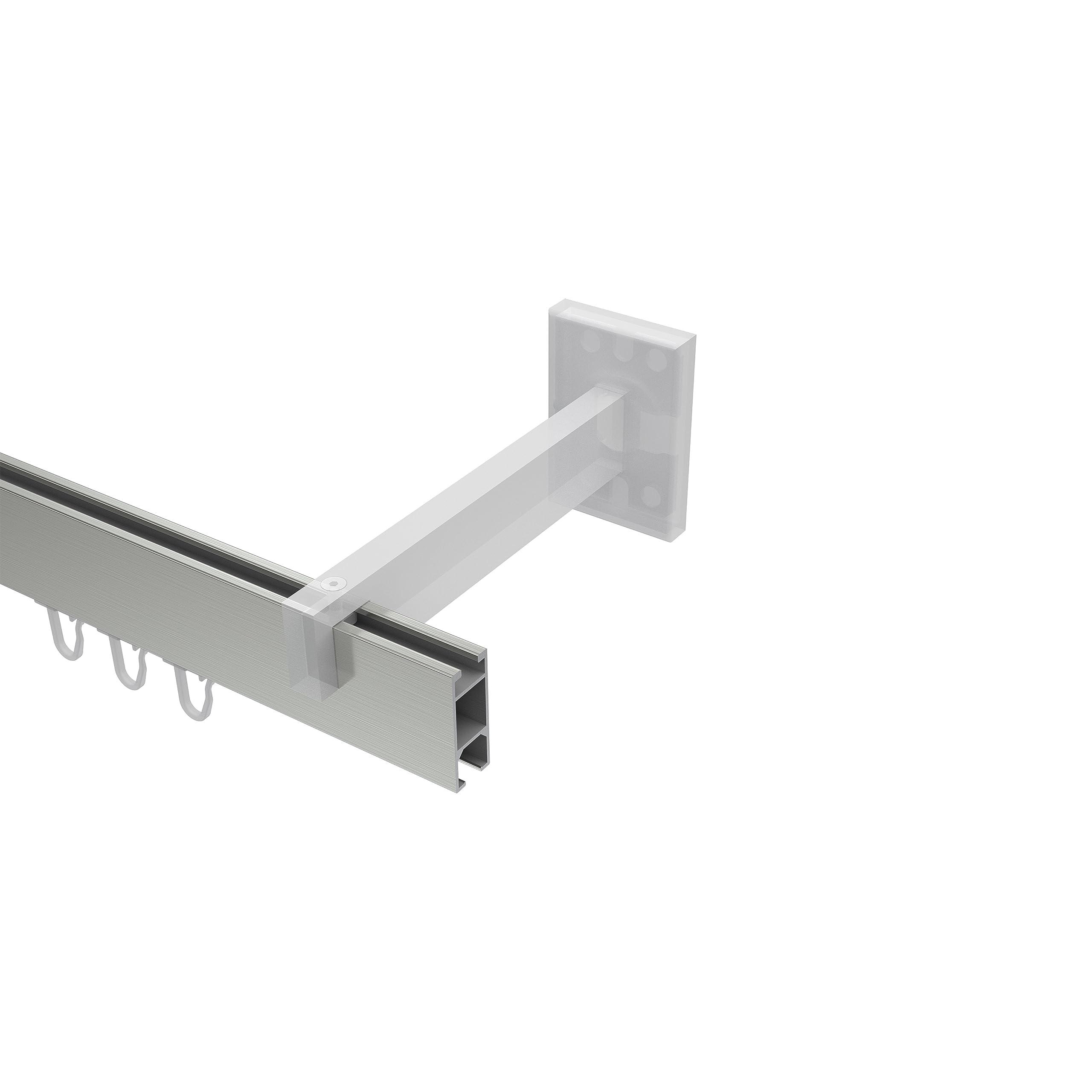 INTERDECO Innenlauf-Gardinenstange eckig 14 x 35 mm, kantige Innenlaufstange aus Metall, Edelstahl-Optik mit Chrom, zur Wandmontage, Typ 10212920, 200 cm