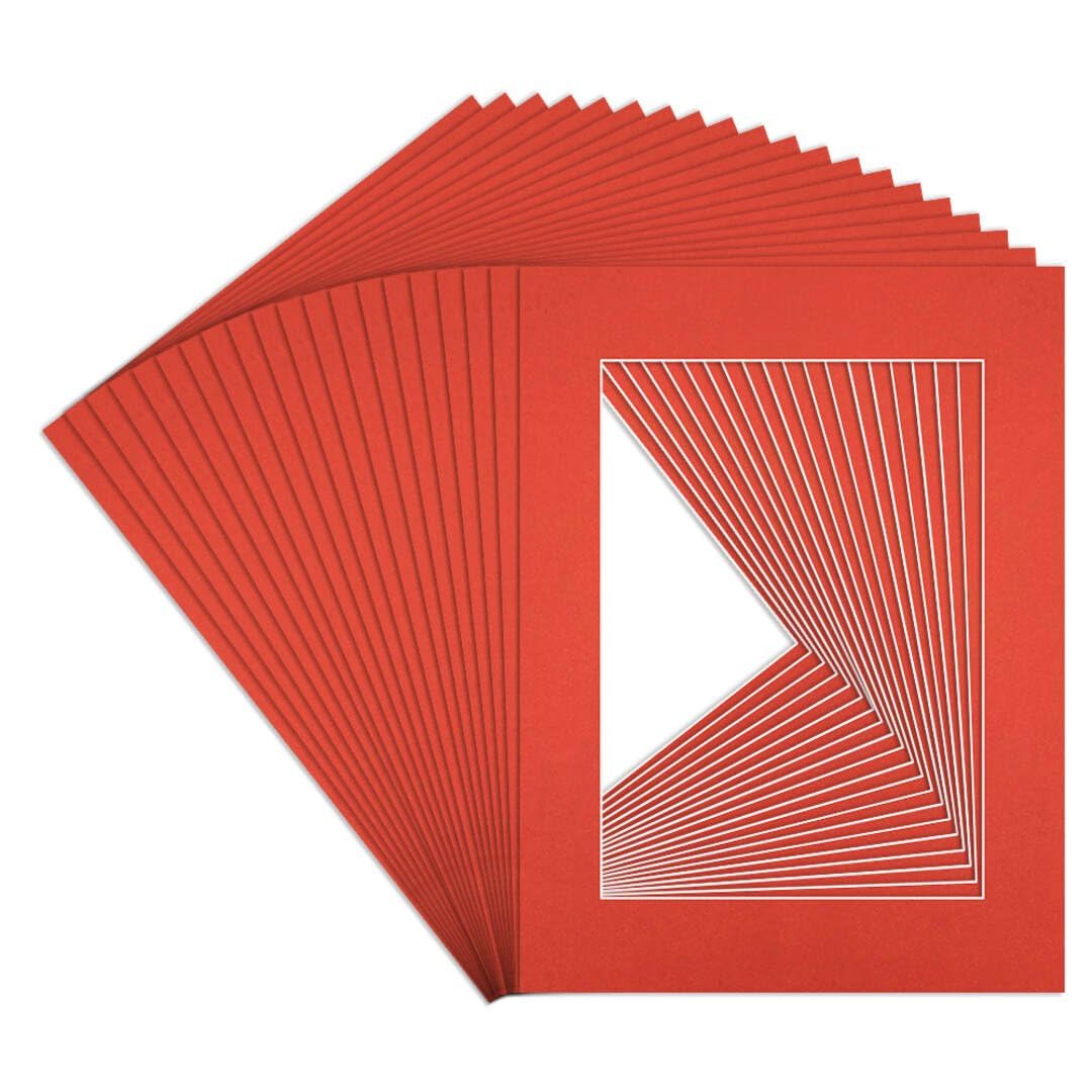 Procut Global 16x12" Poppy Red Picture Mounts to Fit A4 Aperture - Precision Cut Cardboard Photo Mount - Ideal for Frames, Prints, Artwork & Certificates - Sizes & Colours Available - 20 Pack