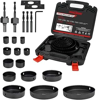 ANGELSWORD Hole Saw Set 24 PCS Hole Saw Kit, Hole Saw Drill Bit Kit, 3/4"-6" (19-152mm) 14 PCS Saw Blades, for Drywall, Soft Wood, Plywood, Plastic, PVC