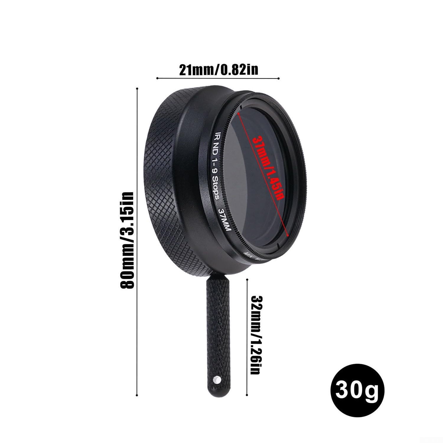 Filtro di visualizzazione cinematografico da 37 mm, 9-stop, regolabile, vetro ND (1-9 ingranaggi) | Regolazione a 9 stop, fattore 2x-512x, controllo preciso dell'esposizione, vetro ottico, telaio in alluminio