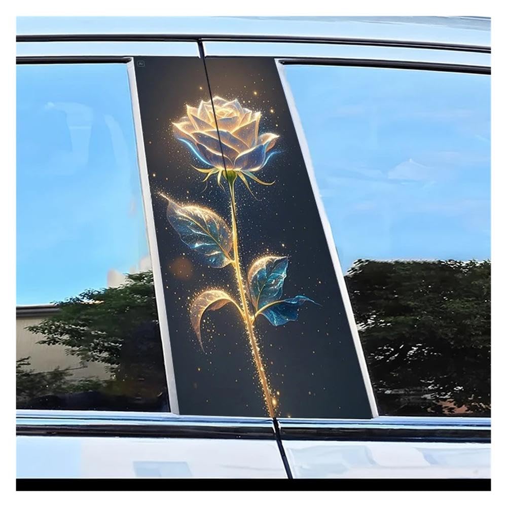 Dabhuoc One Color Car Parts 2Pcs Car Door Pillar Decoration Sticker Glowing Rose Scratch Protection