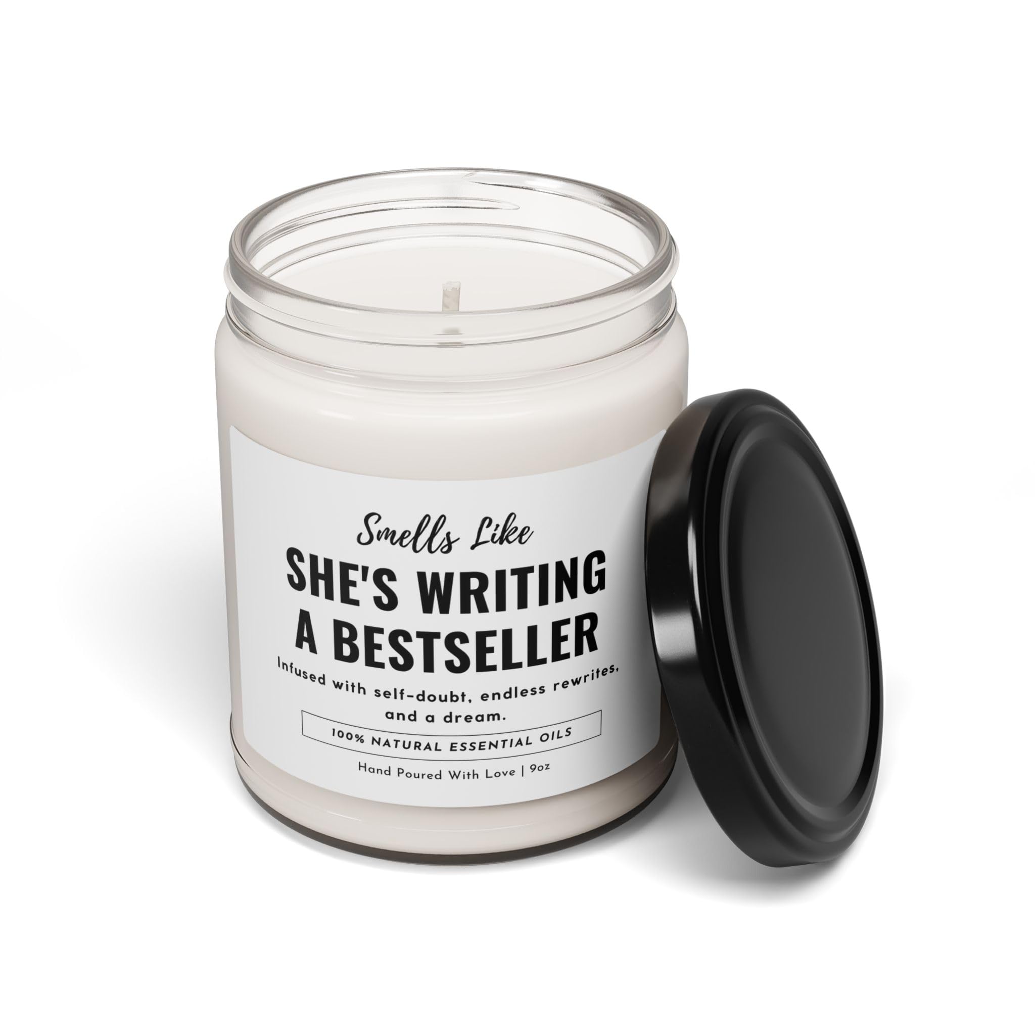 WITH MEMORIES- Funny Writer Candle – “Smells Like She’s Writing a BestSeller” – Gift for Authors, Book Lovers, Writers Literary Gifts, Bookstore Aesthetic, 100% Soy Wax, 9oz