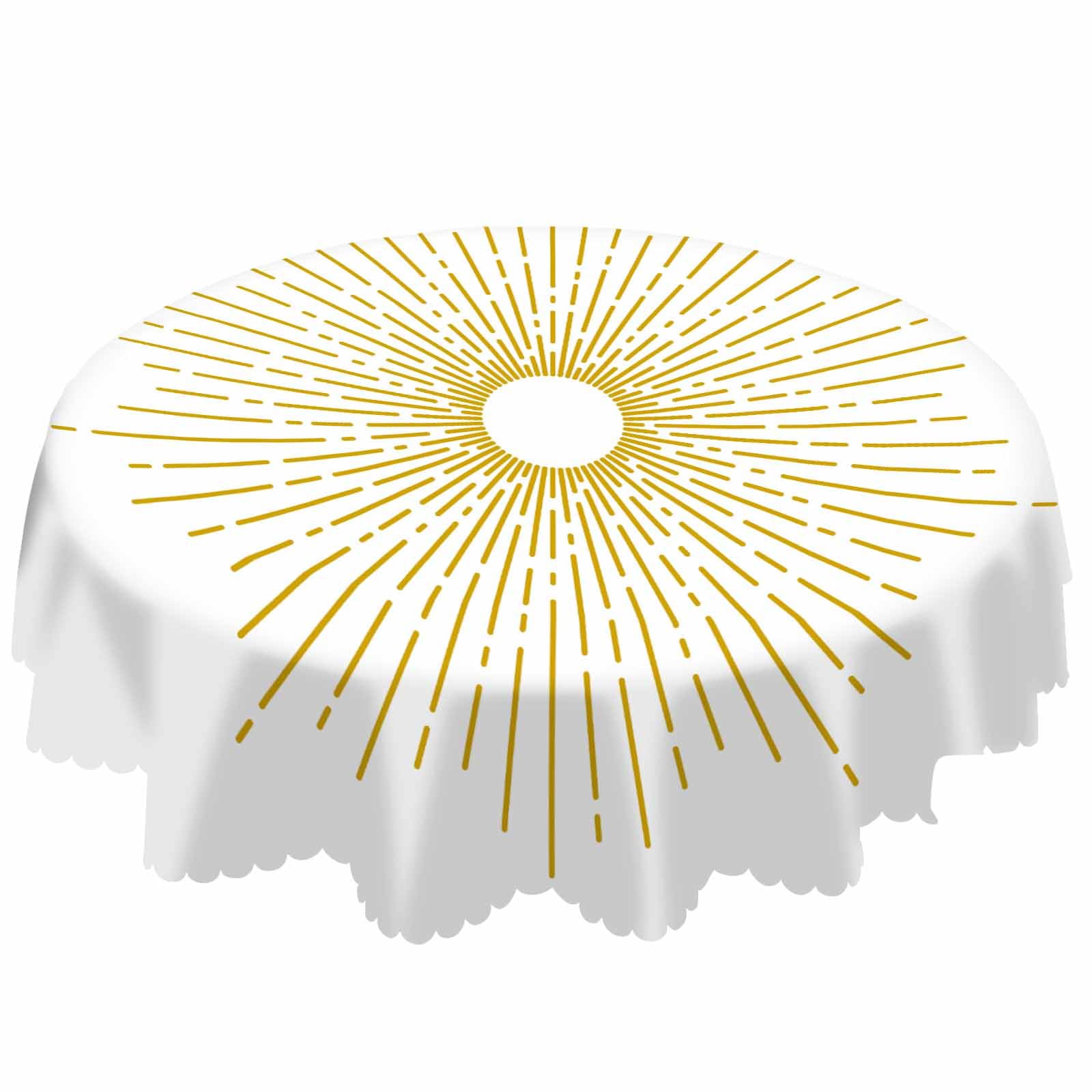 Photo 1 of AOYEGO Gold Sunlight Round Tablecloth 60 Inch Sunrise Sunset Simple Lines Table Cloth Polyester Tablecloths for Home Decor, Parties, Picnic