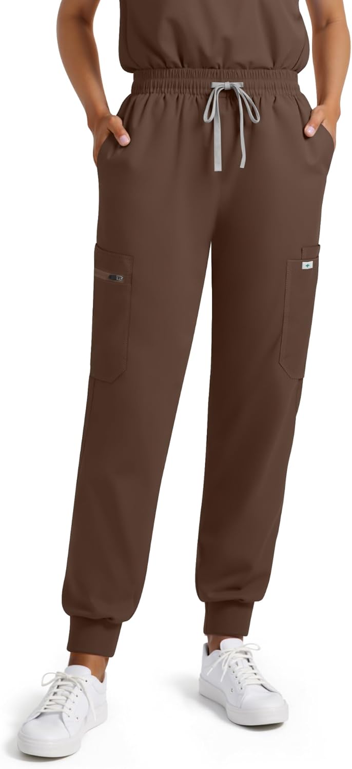 Scrubs for Women Set - Stretch Medical Uniform Scrubs - Slim Fit Top & Cargo Pant Scrubs Set with 11 Pockets Workwear