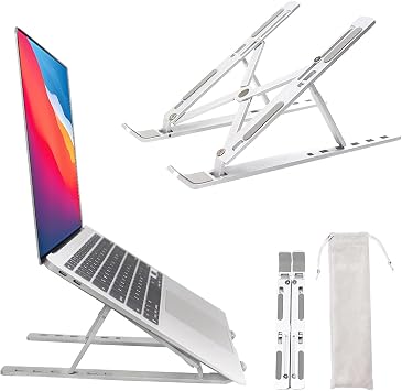 CISSOOK Laptop Stand, Ergonomic Portable Folded Computer Riser, Aluminum Creative Laptop Stand with 6 Levels Adjustable Height for MacBook Air Pro, Lenovo, HP, Dell and More 10-15.6" Laptops & Tablets